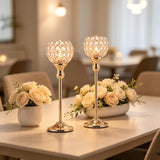 Gold Crystal Candle Holders Set of 2,Oversized Crystal Globe