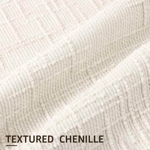 decorUhome Fall Cream White Chenille Throw Pillow Covers 18x18 Set of 2 Textured Soft Cozy Slubby Couch Pillow Covers Modern Farmhouse Boho Decorative Pillow Cases for Bed Sofa Living Room