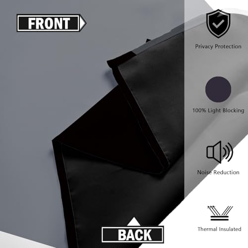 Tyrot Black Grey 100% Blackout Curtains for Bedroom 84 inch Long 2 Panels Set White Gray Modern Abstract Geometric Black Out Curtains Insulated Room Darkening Window Drapes for Living Room, 52Wx84L