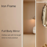 Full-Length Mirror Floor-Standing Coat Rack with Dressing Mirror Combination Bedroom Dressing Mirror Home Vertical Entrance Coat Rack Full Length Floor Mirror (Gold)