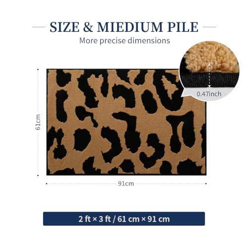 Leopard Entryway Rugs 2x3: Washable Non Slip Cheetah Rug