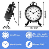 BESTIME AM-07 Black Metal Desk Clock.Small and Exquisite,Easy Read White Dial Black Numerals,Indoor,Elegant,Classy Style,Office,Living,Kitchen,Bedroom,Children's Room.