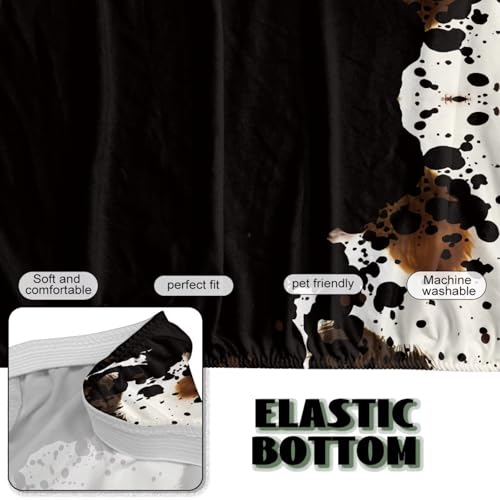 Brown Cow Print Futon Cover with Elastic Bottom,Soft Couch Cover Stretch Futon Slipcover Armless Futon Bed Cover Furniture Cover for Living Room Home Decoration