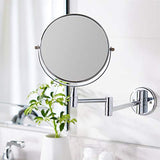 Amazon Basics Wall Mount Round Vanity Mirror with 360° Rotation, Double Sided, 1X/5X Magnification, Adjustable, 12.8"L x 10"W, Chrome