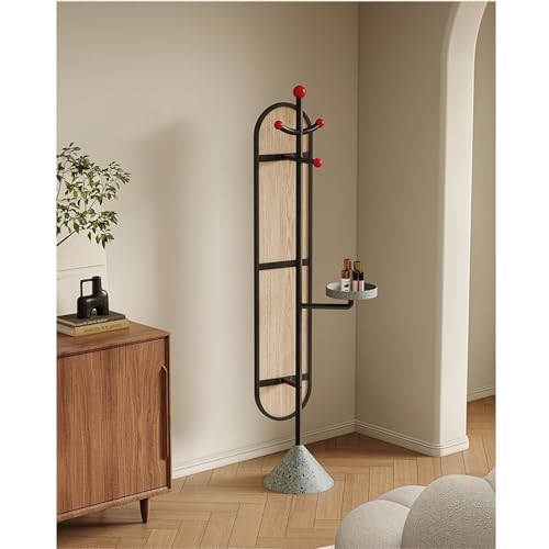Decorative Bedroom Rotating Full-Length Mirror All-in-one Coat Rack Entryway Storage Floor for Living Room(Black)