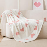 Amazon Basics Fleece Throw Blanket, Reversible Decorative Hearted Pattern for the Bed, Couch and Sofa, 50" W × 60" L, Pink Heart