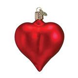 Old World Christmas Large Matte Red Heart Glass Blown Ornament for Christmas Tree, Handcrafted Holiday Decoration, Heart Collection