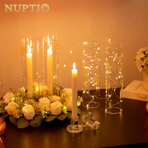 NUPTIO Hurricane Candle Holder for Candlesticks: 11.8" H Set of 10