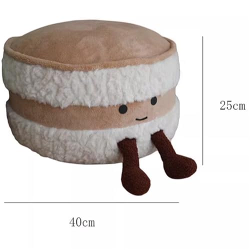 Tingting's Dream Cute Round Stuffed Pouf Ottoman Foot Rest Floor Tatami Fluffy Poufs Foot Stool Storage Ottoman Foam Particles Filling (Cake Shape, 40×25CM/15.7"×9.84")