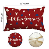 4th of July Pillow Covers 12x20 Stars Let Freedom Ring Patriotic 4th of July Memorial Day Independence Day Lumbar Throw Pillow Cover Decorations for Sofa Home Decor