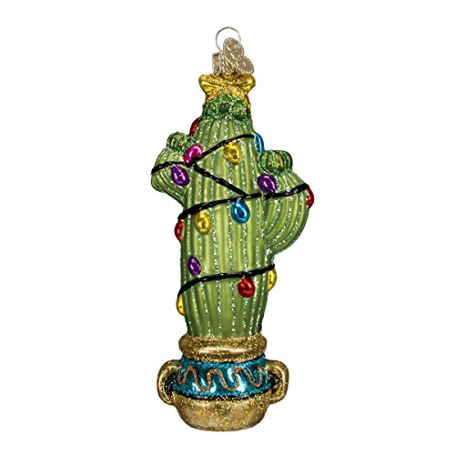 Old World Christmas Festive Cactus Glass Blown Ornament for Christmas Tree, Handcrafted Holiday Decoration, Fiesta Collection