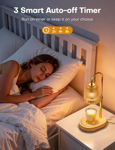 Candle Warmer Lamp with Timer Dimmer Adjustable Height, Electric Wax Melts Warmer for Jar Candles, Birthday Christmas House Warming Gifts for Women Mom, New Home Bedroom Decor with 2 Bulbs