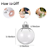 Neioaas Clear Plastic Ball Decor - Set of 12 DIY Christmas Decorative Balls,DIY Clear Plastic Fillable Balls Ornament for Christmas,Halloween,Birthday,Wedding Decor, Crafts Decorations (80MM)
