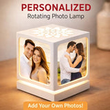 ZOCI VOCI Custom Rotating Picture Frame with Night Light, White | Personalized Table Lamp, 4 Photos, Anniversary Couples Gifts, Romantic Gifts