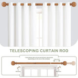 2 Pack Wood Curtain Rods for Windows 28 to 48 Inch,1 Inch Wood Grain Ball Adjustable Curtain Rod,Boho Heavy Duty Curtain Rods,Farmhouse Rustic Window Curtains Rods,Brown Drapery Rods Set 18-45"