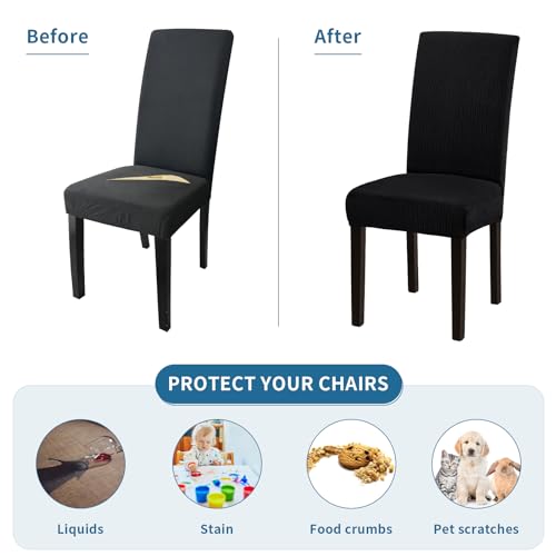 Stretch Dining Room Chair Covers Set of 6, Removable Washable Chair Covers for Dining Chairs,Dining Room, Hotel, Ceremony