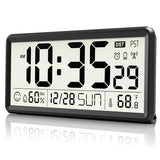 EASYERA 15'' Large Digital Wall Clock Battery Operated, Atomic Clock with Indoor Temperature and Humidity, Self-Setting with Auto DST, for Kitchen, Classroom, Living Room (Batteries Not Included)