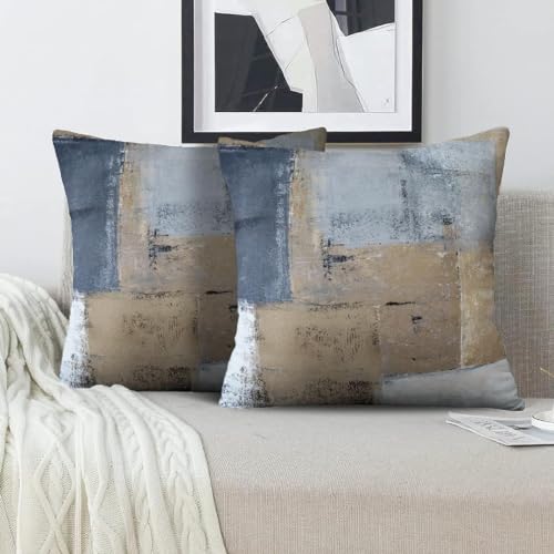 Throw Pillow Covers for Couch, 18x18 Inch, 2 Pack, Brown Grey