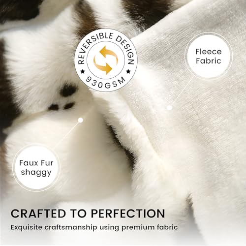 Cow Print Faux Fur Throw Blanket for Couch, Ultra Soft Cozy Lightweight Blanket for Kids Teens Adults, Easy Care, Luxury Decorative Gifts for Sofa Bedroom Living Room Decor, 50″ x 60″