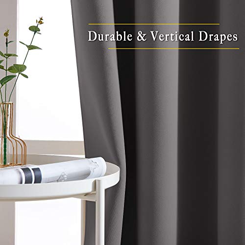 NICETOWN Gray Blackout Curtains for Bedroom 84 inches Long - Thermal Drapes Grommet Room Darkening Light Blocking Curtains Window Treatments for Living Room (2 Panels, W52 x L84, Grey)