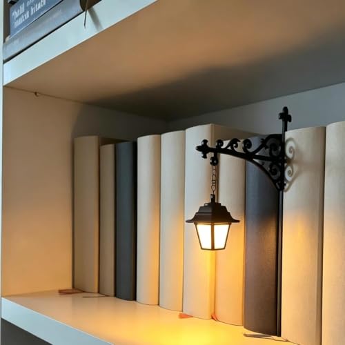 Library Lantern Decorative Bookshelf Lamp, Vintage LED Book Nook Light, Portable Table Desk Luminaire for Bookworms