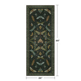 Hazo Haus Dark Green Insect 2x5 Bathroom Runner Rug - Washable Non Slip Runners for Kitchen, Laundry Room, Front Door Mat Entrance, Nature Floral Indoor Floor Décor, Thin Low Pile with Rubber Backed