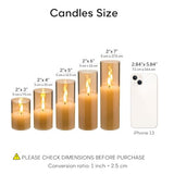 Amber Gold Glass Flameless Pillar Candles with Remote Set of 5