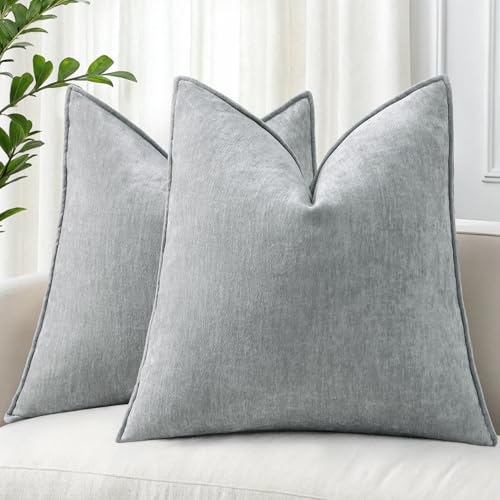 decorUhome Chenille Ultimate Gray Throw Pillow Covers 20x20 Set of 2