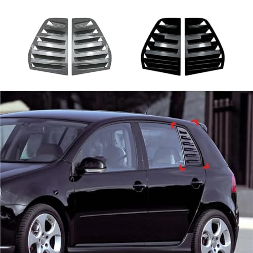 Compatible with VW Golf 5 MK5 Exterior Rear Side Window Louver Shutter Trim Carbon Fiber Look/Gloss Black Windshield(Glossy Black)