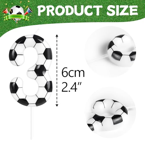 Soccer Birthday Candles 10th Soccer Themed Birthday Party Decorations, Football Birthday Cake Candles for Boys Girls Kids Sport-Theme Party Supplies