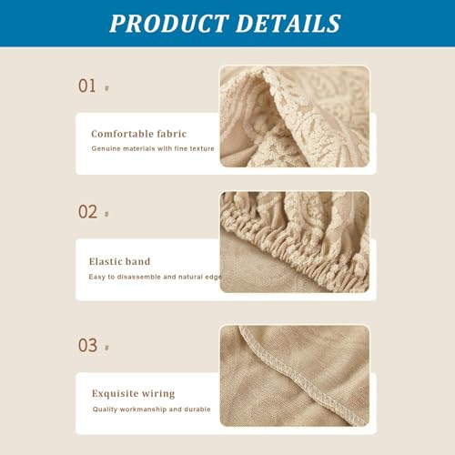 Armless Futon Covers Stretch Futon Couch Slipcover Soft Thicked Jacquard Sofa Bed Cover Furniture Protector for Living Room(Off-White,S)