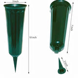 Memorial Floral Vases, Cemetery Vase, Headstones Flower Holder, Grave Cone Vase, Flower Pots for Outdoor Plants, Decorative Plastic Containers (Set of 6, Green)