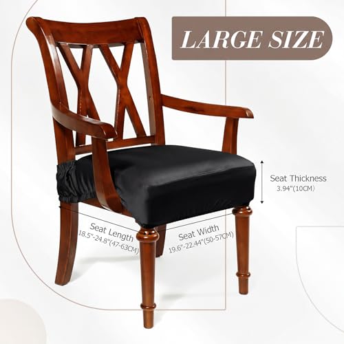 Havawish 6pcs Waterproof Elastic Milk Silk Large Dining Room Chair Seat Covers with Armrest Dining Chair Slip Covers Protectors