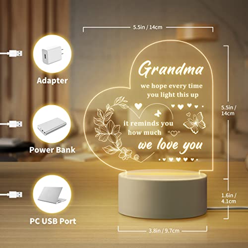 Grandma Gifts, Mothers Day Gifts for Grandma - Engraved Night Light, Grandma Birthday Gifts, Christmas Valentines Thanksgiving Gifts for Grandma, Nana, Grammy, Grandmother