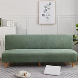 Armless Futon Cover Full Size, Waterproof Futon Couch Slipcovers, Stretch Jacquard Sofa Bed Cover, Furniture Protector with Elastic Bottom (Green 1,Medium(62-75in))