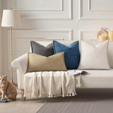 decorUhome Fall Decorative Throw Pillow Covers 18x18 Set of 2 Square Faux Linen Outdoor Neutral Farmhouse Pillow Covers with Stitched Edge for Couch Sofa Living Room, Beige