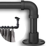 Rustic Curtain Rod - Adjustable Room Divider Rod for Windows 28 to 48 inch - 1 Inch Black Industrial Outdoor Wrap Around Curtain Rods for Patio