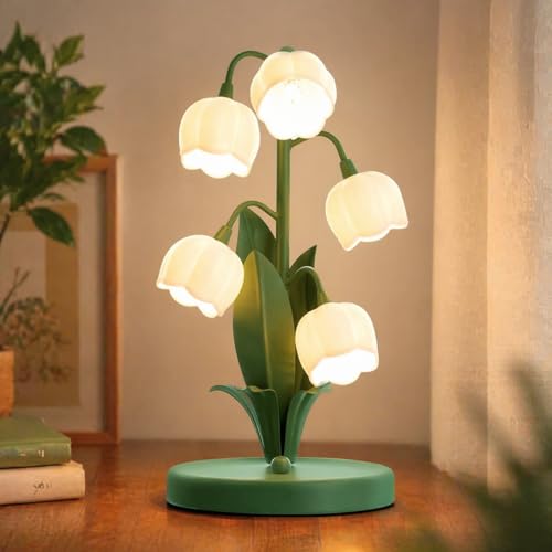 Lily of The Valley Lamp, Green Flower Lamp for Home, 3 Color Adjustable Cute Bedside Night Light for Bedroom Dorm Living Room Office Home Decor (Green)