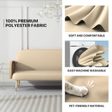 Queen Size Futon Cover, Armless Stretch Futon Slipcover Armless Sofa Cover Furniture Protector, Durable & Washable Zippered Futon Couch Cover for Adults Kids and Pets, Ivory
