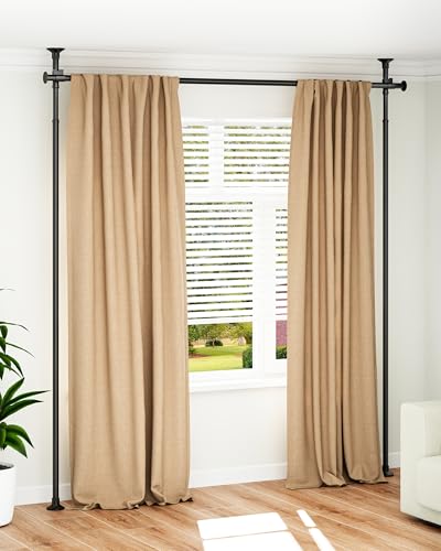 ALLZONE Tension Curtain Rods for Windows, Adjustable 31 to 83 Inch Wide, Freestanding Curtain Rods No Drilling, Apartment Renter Friendly, Heavy Duty, for Room Divider, Doorway, 63 to 130 Inches Tall