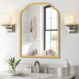 Ferytange 18X24 Inch Gold Mirror for Wall with Metal Frame Rectangular Rounded Bathroom Vanity Mirror Anti-Rust, Hangs (Gold 18" x 24")