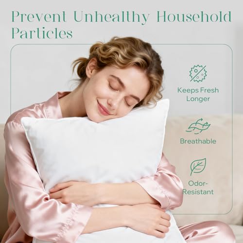 Phantoscope Hypoallergenic Throw Pillows Insert, 100% Virgin Fiber Throw Pillows - Indoor Pillow Inserts Decor Stuffer for Desk Sofa and Couch, Set of 2, 12 x 20