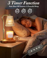 Candle Warmer Lamp, Wax Melt Warmer with 2 Bulbs for Scented Jar Candles, with Timer Dimmer Adjustable Height, Home Decor Gift for Girl Friend Mom Sister Women, No Flame No Smoke Warming Light, Amber