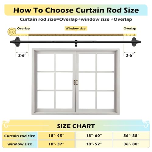 Wrap Around Blackout Curtain Rod 30-45 Inch (2.5-3.75 Ft), 5/8" Adjustable Curved Window Rod for Room Darkening, Modern Single Drapery Rod for Bedroom Windows, Matte Black