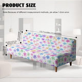 Colorful Cherry Blossom Print Armless Futon Sofa Cover, Anti Scratch Furniture Protector Breathable Folding Sofa Bed Slipcover with Stretch Bottom for Kids and Pets