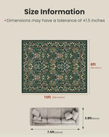 AMADA HOMEFURNISHING 8x10 Washable Area Rugs for Living Room, Non-Slip & Low-Profile Floral Large Area Rug with Durable Edge Binding, Soft Rugs for Living Room, Bedroom, Dining Room