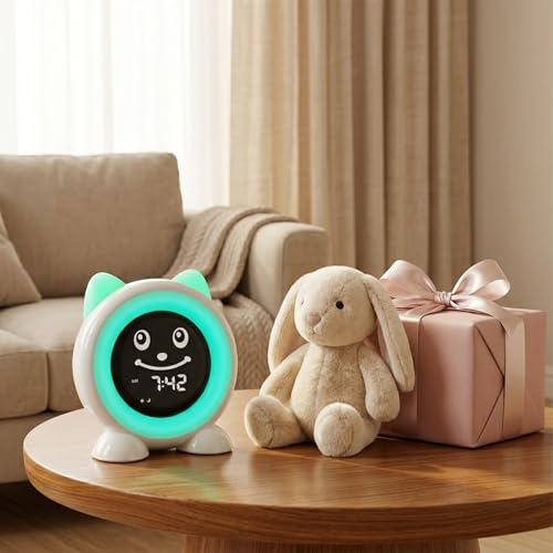 Toddlers Sleep Training Clock, Ok to Wake Clock with Red Green Light,Emoji,Nap Timer, Gift Idea for Toddler Girls Boys