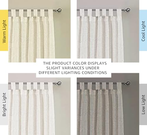 H.VERSAILTEX Natural Linen Tab Top Curtains 84 Inch Length for Living Room 2 Panel Drape Semi Sheer Neutral Country Rustic Farmhouse Boho Curtain Bedroom Muslin Look Light Filtering, Heathered Natural