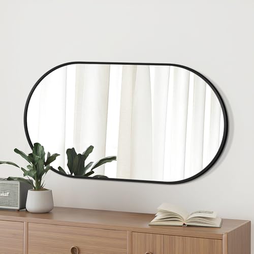 Fabuday Black Oval Bathroom Mirror for Over Sink - 20x36 Wall Mounted Oval Vanity Mirrors with Matte Metal Frame for Bedroom, Living Room, Dresser, Hallway, Entryway Decor, Horizontally/Vertically