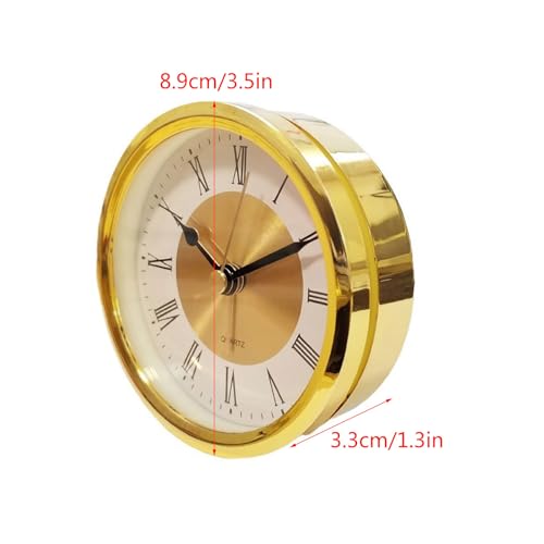 3.5in Round Clock Insert Gold/Silver Trim Perspective Clock for Decor Enthusiasts Exquisite Workmanship